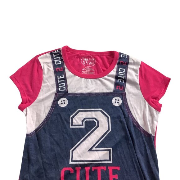 Forever & Always Girls Graphic Shirt Pink "2 Cute"  Size 14/16 100% Polyester - Picture 9 of 9